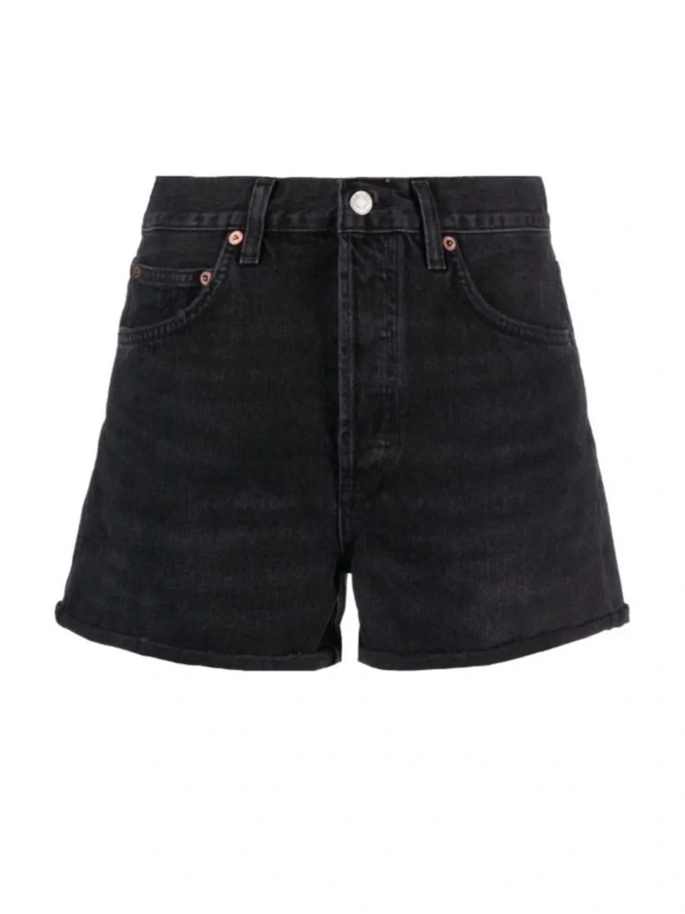 Agolde Dee High Rise Denim Jean Shorts Size 28 Black Slow Burn Organic Cotton